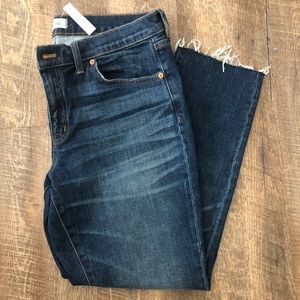 Madewell Dark Wash Slim Boyjean Raw Hem